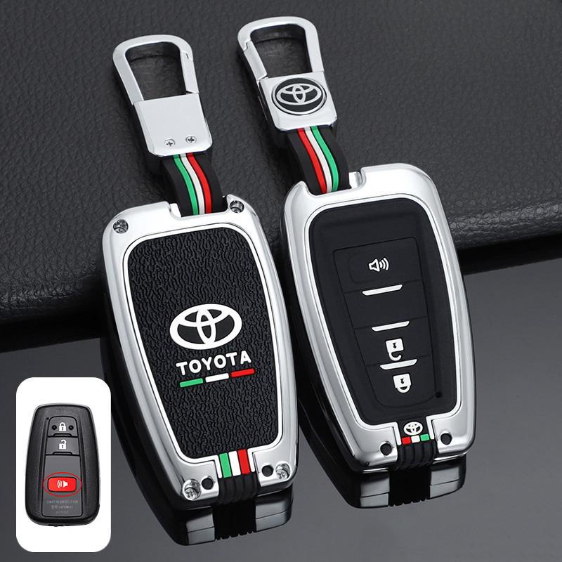 Zinc Alloy+Silicone Car Remote Key Case Cover For Toyota Prius Camry Corolla C-HR CHR RAV4 Prado 2018 2019 Keychain Accessories