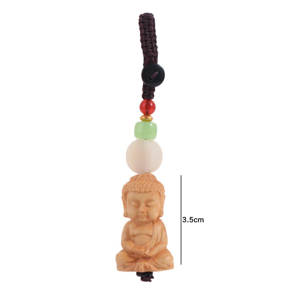 Wooden Buddhist Keychain Boxwood Buddhist Keyring Tathagata Buddha Lanyard  Carving Pendant
