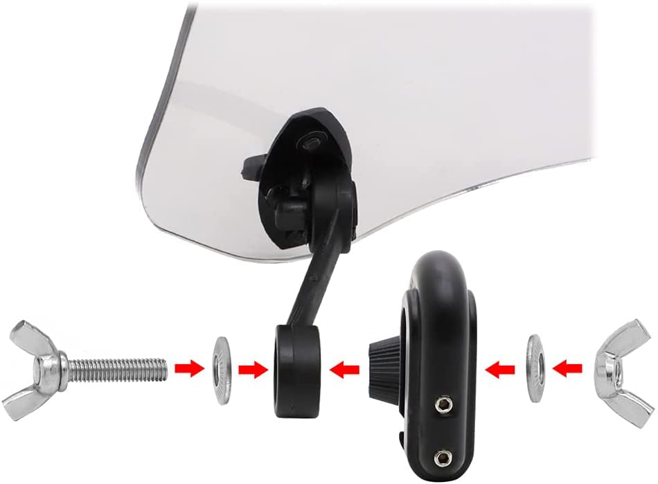 Alpha Rider Clip-on Windscreen Extension, Spoiler Air Deflector, Universal Fit for BMW F800 R1200GS, Yamaha, Kawasaki, Honda, Suzuki, etc., Clear