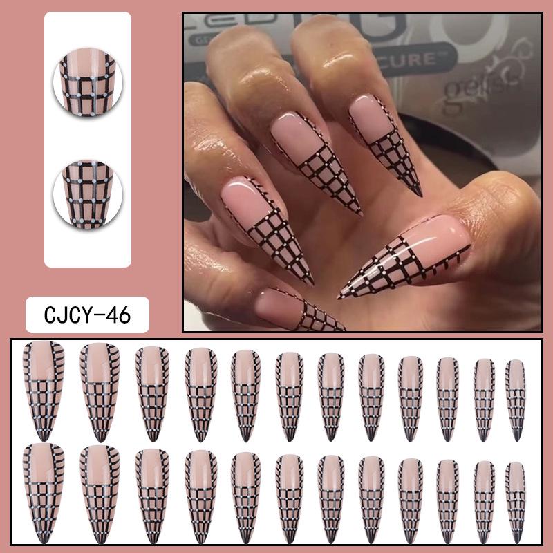 O2 Long Wearable Removable Nail Patches: Pointed Press-On False Nails for Nail Art