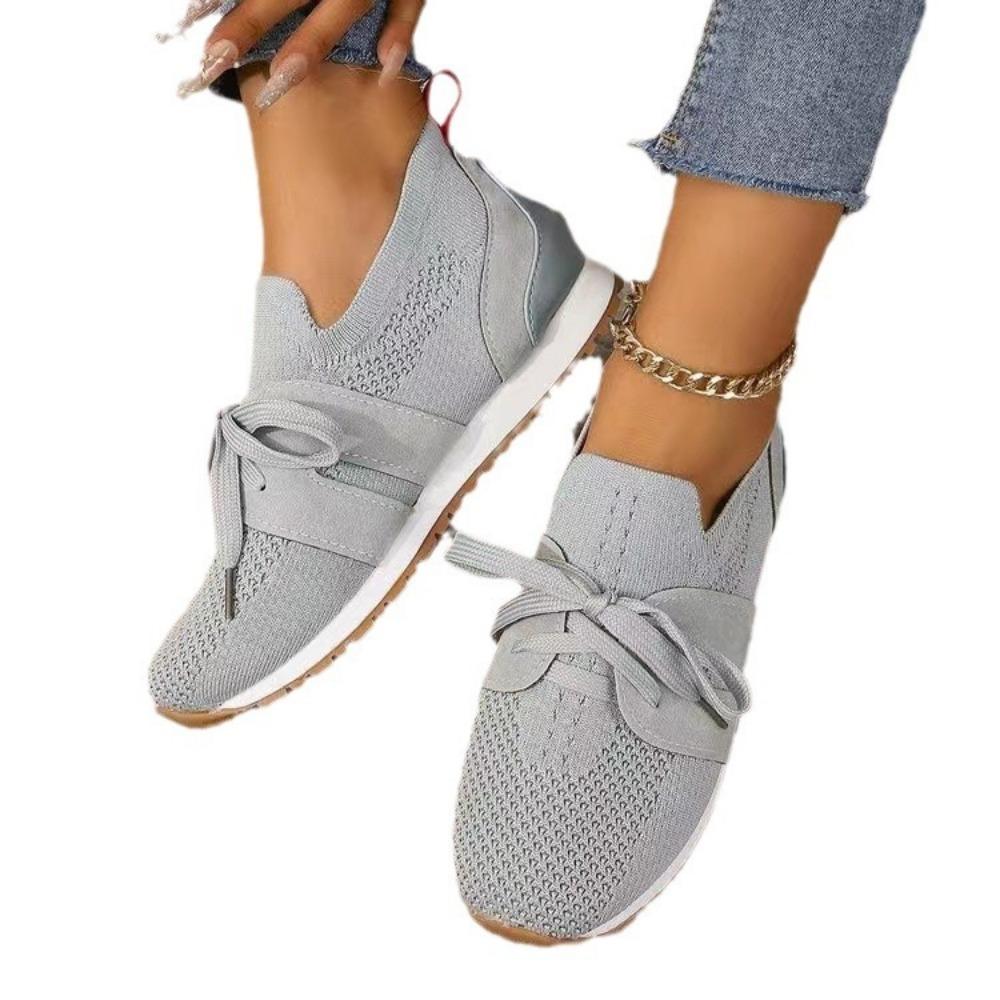 spring autumn New Brown Knit Breathable Sneakers Shoes Women Soft Sole Platform Flats Woman Plus Size 43 Non Slip Casual Shoes