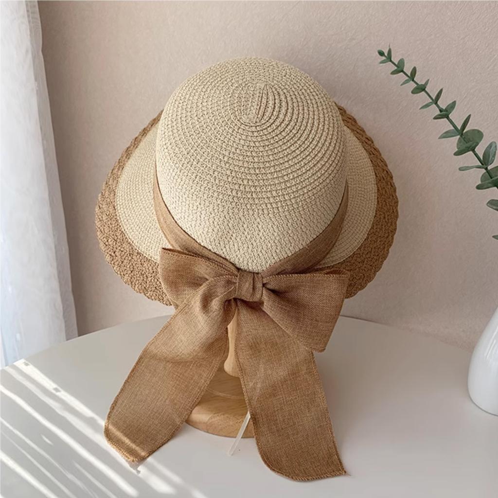 Straw Hat Women's Summer Sun Protection Hat Big Brim Sun Hat Seaside Vacation Beach Sun Hat Bow Hat
