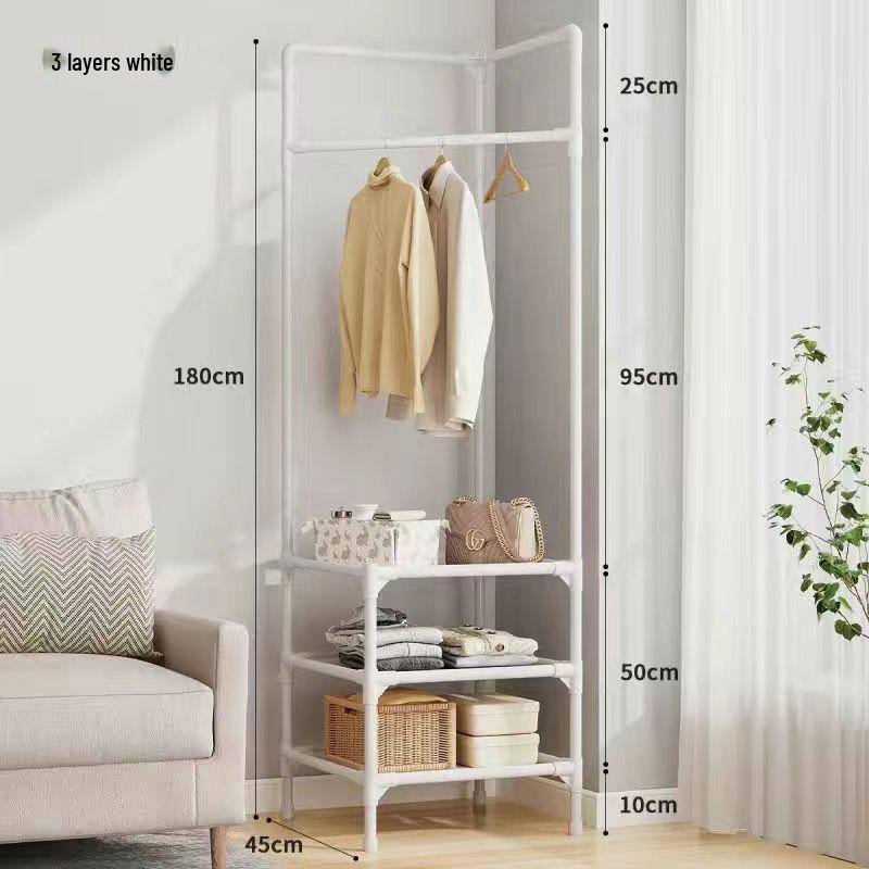 Multifunctional Corner Storage Rack for Clothes and Shoes – Detachable, Wall-Mounted Shelf for Bedroom