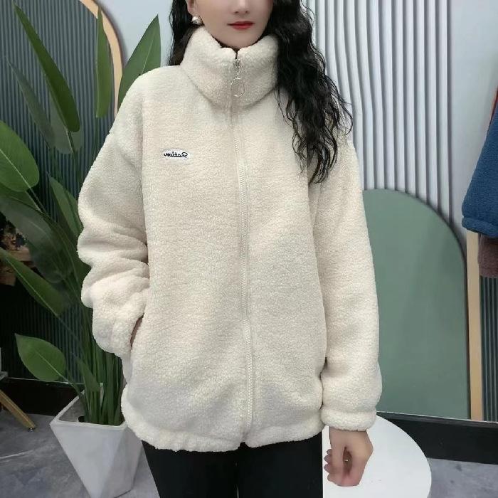 Winter Warm Cotton Jacket Mom's Fleece Lined Thickened Age Reducing Women's Fleece Loose Slimming Coat Top