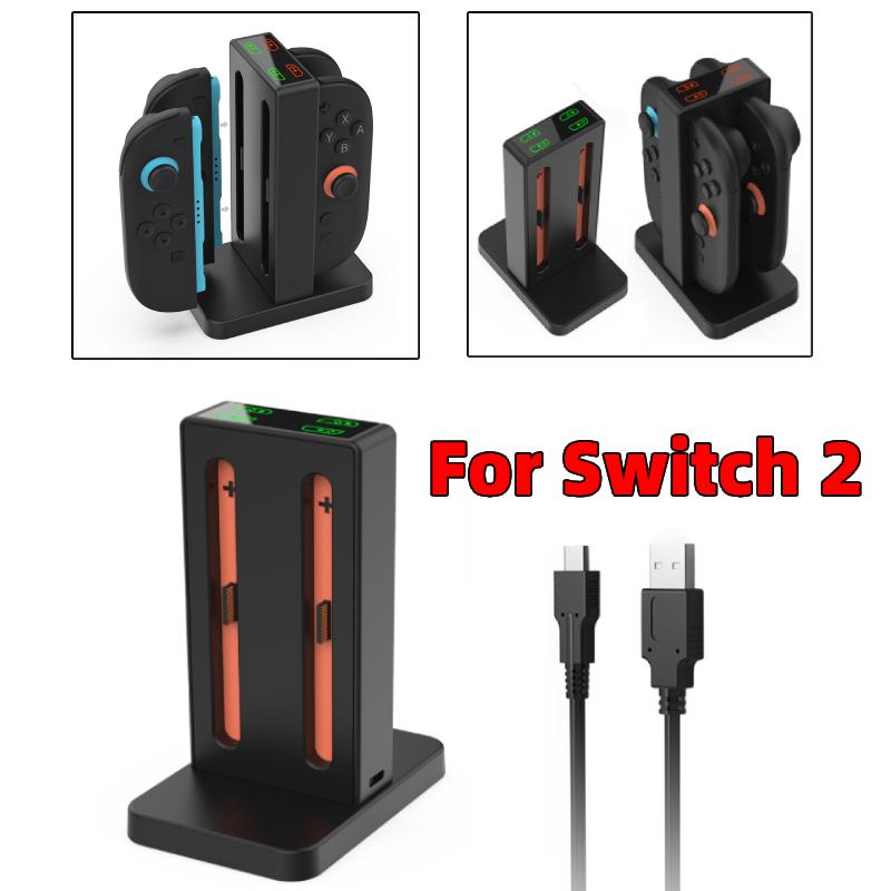 

Magnetic Controller Charging Dock for Nintendo Switch 2 LED Controller Charger USB Charging Stand Station with Storage Card Slot