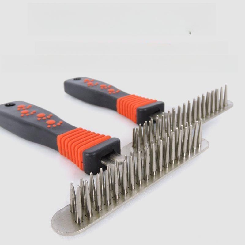 Deshedding Detangling Comb for Dogs Double Row Grooming Rake For Long Haired Medium Large Breeds Pet Hair Brush Cleaning Tool