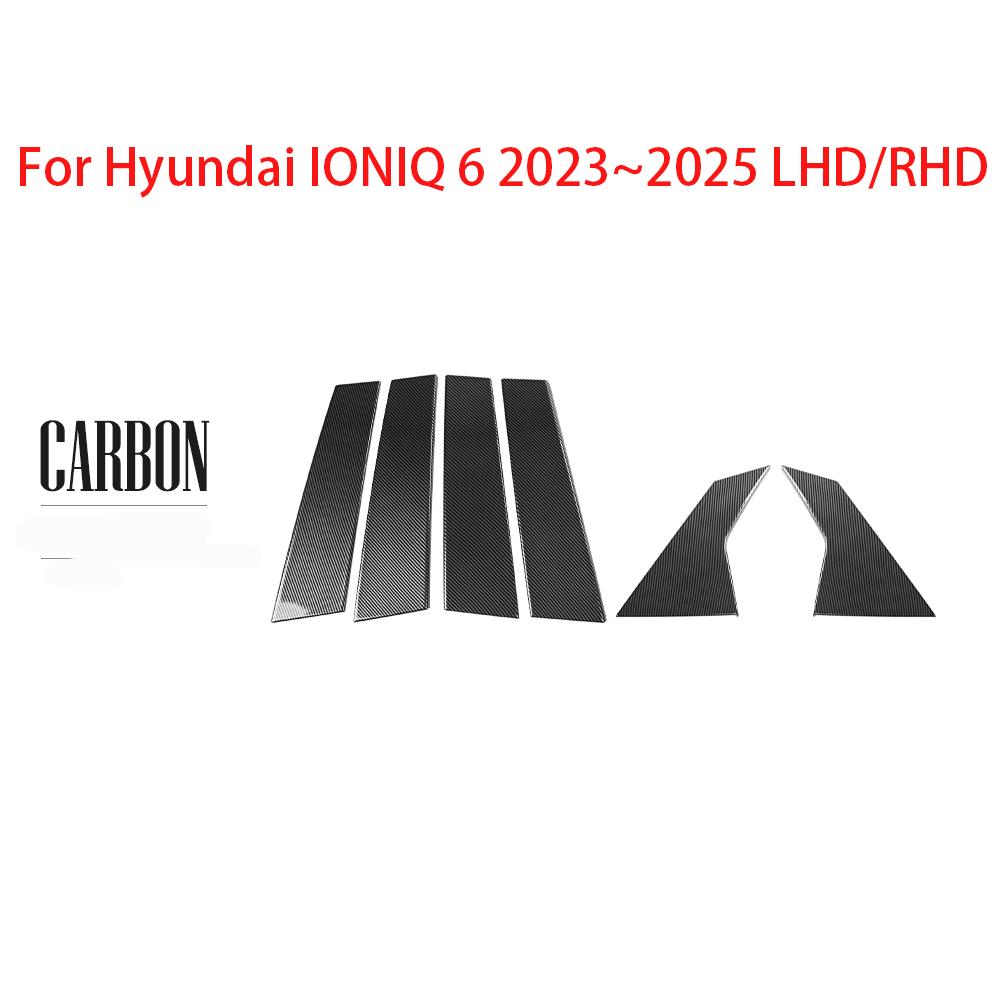 Carbon Fiber Interior Trim Window Button/Door Bowl /Front Water Cup Holder/Steering Wheel Decoration For Hyundai IONIQ 6 LHD