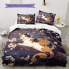 Calico Cat and Fresh Flowers Pattern Bedding Home Decoration Birthday Gift (1 * Duvet Cover + 2 * Pillowcase, Without Core)