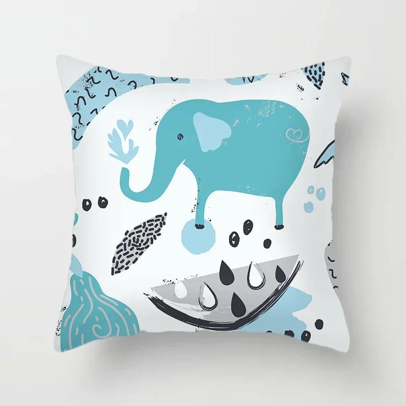 45X45cm Cute Cartoon Animal Pillowcase Elephant Crocodile Sofa Cushion Cover Decoration Kids Bedroom   Home Decor