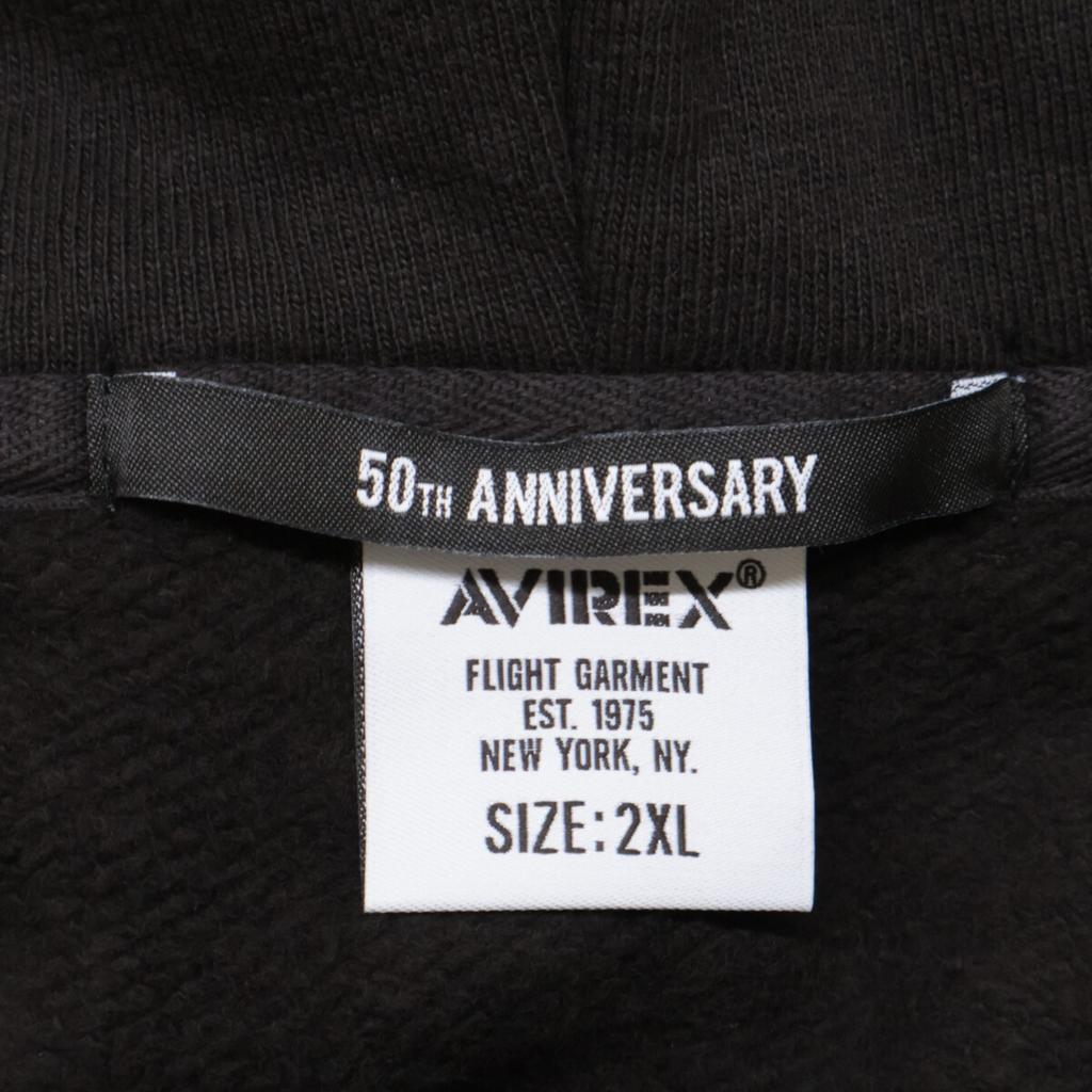 AVIREX [New/25AW] 783-5231008 VINTAGE ZIP UP HOODIE Vintage zip-up hoodie tops 2XL blackUsed