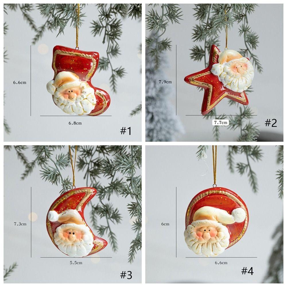 Retro Santa Claus Red Pottery Pendant Cartoon Exquisite Christmas Tree Hanging Ornaments Handcrafted Merry Christmas Decoration