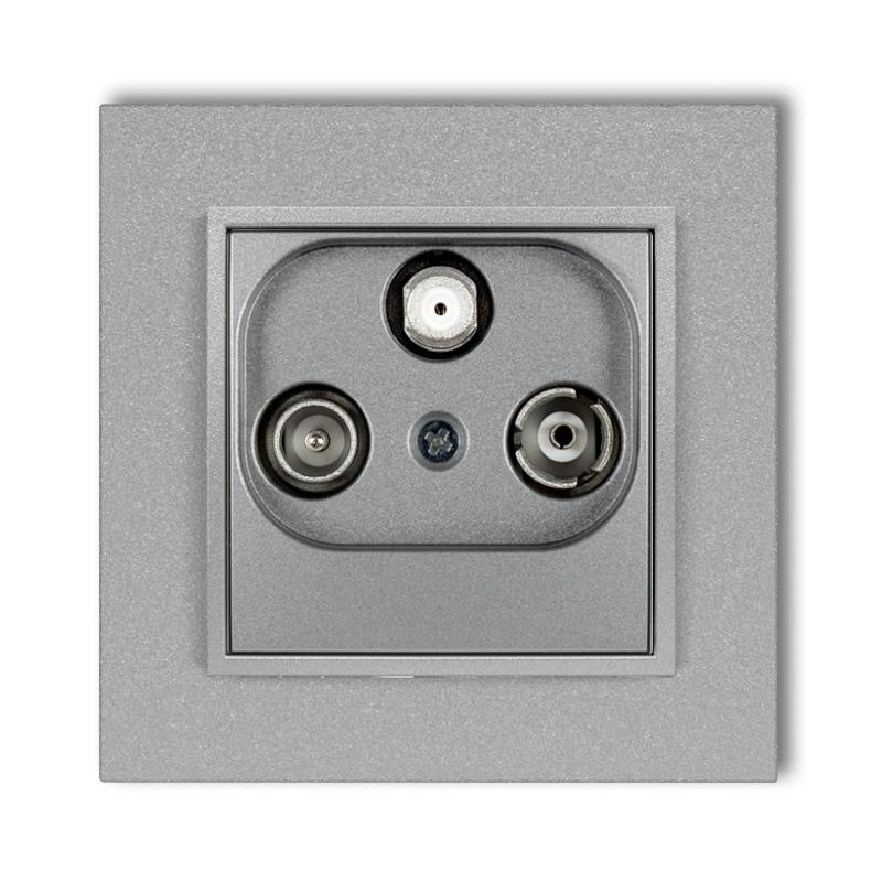 RTV-SAT terminal socket with mini frame, silver color