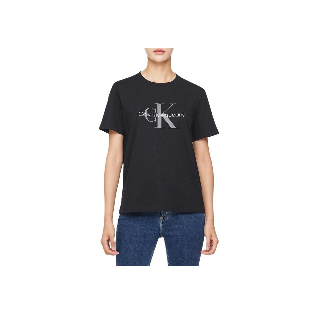 Calvin Klein Jeans Minimalist Letter Print Round Neck Short Sleeve T-Shirt Women T-Shirts Black 40WL259-UB1