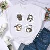 Summer Cat Coffee Art Letter 3D Printed T-Shirts Women Breathable O-Neck Tee Shirts Loose Short Sleeve Soft Street Casual Clothes Female