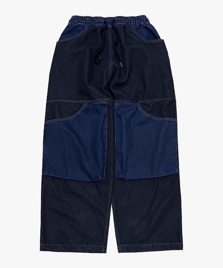 Nainneoscheu Panel Mix Denim Wide Pants_Blue
