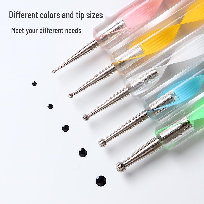5 Acrylic Spiral Dotting Pens for Rock Painting & Nail Art - Double-Ended DIY Embossing Tools.