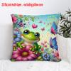 pc D Flat (Pillow Not Included) Cute Frog Flowers Butterflies Cushion Cover Short Plush Cartoon Kids Room Pillow Case Decor