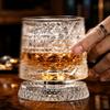 9 Ounce Rotatable Whiskey Glass with Base 360 Degree Spinning Design Diamond Patterned Tumbler for Spirits Cocktails Water Juice Bar Home Use