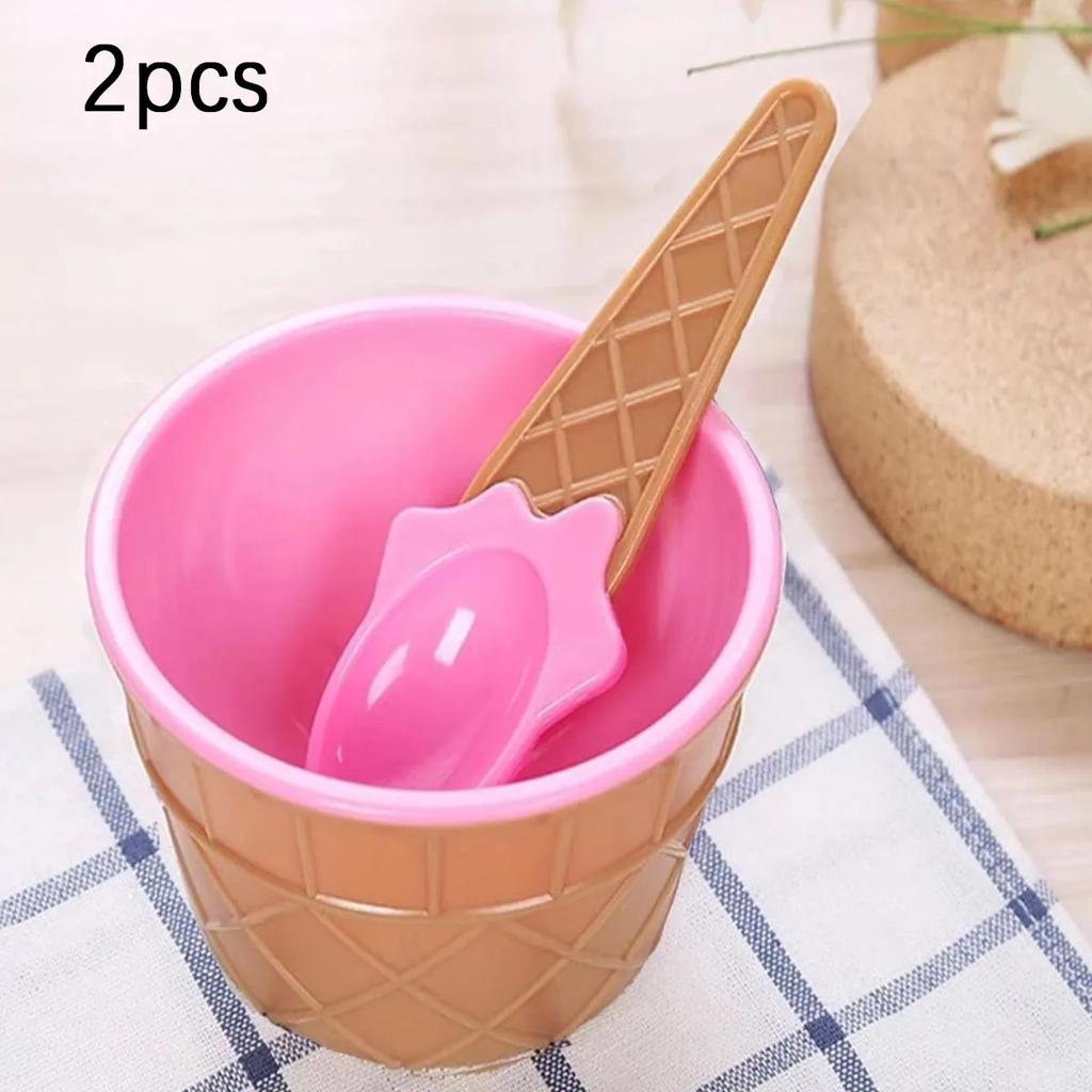 1/2set- Ice Cream Bowl Spoon Set Yogurt Cup Children's Ice Cream Bowl