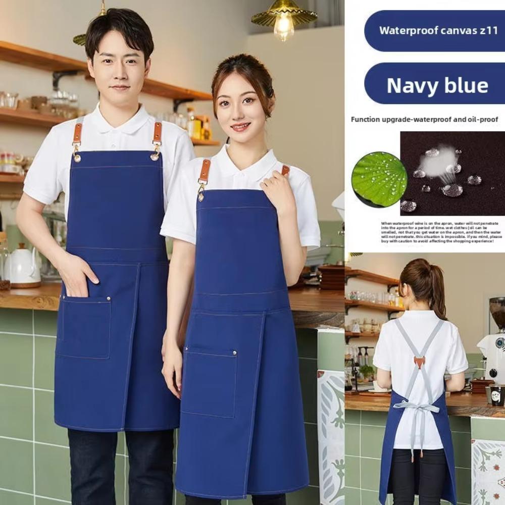 Canvas Cooking Aprons Waterproof Working Clothes Portable Sleeveless Apron For Restaurants Cafe