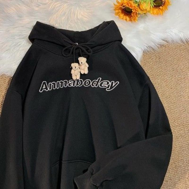 Frühlings- und Herbst-Damen-Sweatshirt Designgefühl Kleiner Pullover Großer Lockerer Slouchy Kapuzenmantel