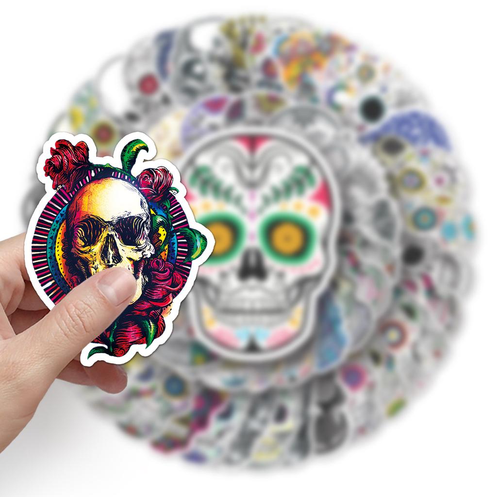 50 Colorful and Terrifying Skull Halloween Personalized Luggage, Refrigerator, Car, Scooter, Mobile Phone Graffiti Stickers
