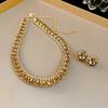 European and American diamond-encrusted zircon square necklace retro niche court style neck chain light luxury high-end versatile jewelry
