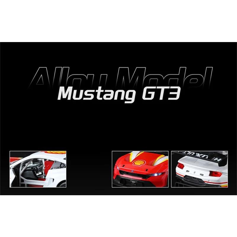 1/24 Ford Mustang GT3 Co-brand Version Alloy Sports Car Model Metal Track Racing Car Vehicle Model Sound and Light Kids Toy Gift