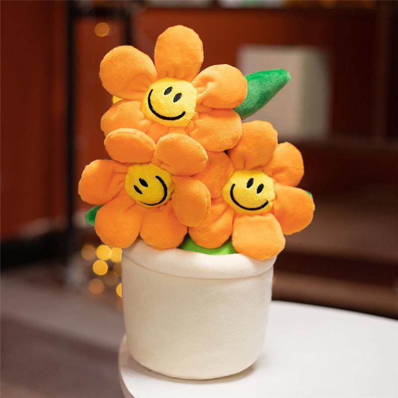 Sunflower Doll Plush Toy - Small Potted Plant Ornament for Home or Office Decor