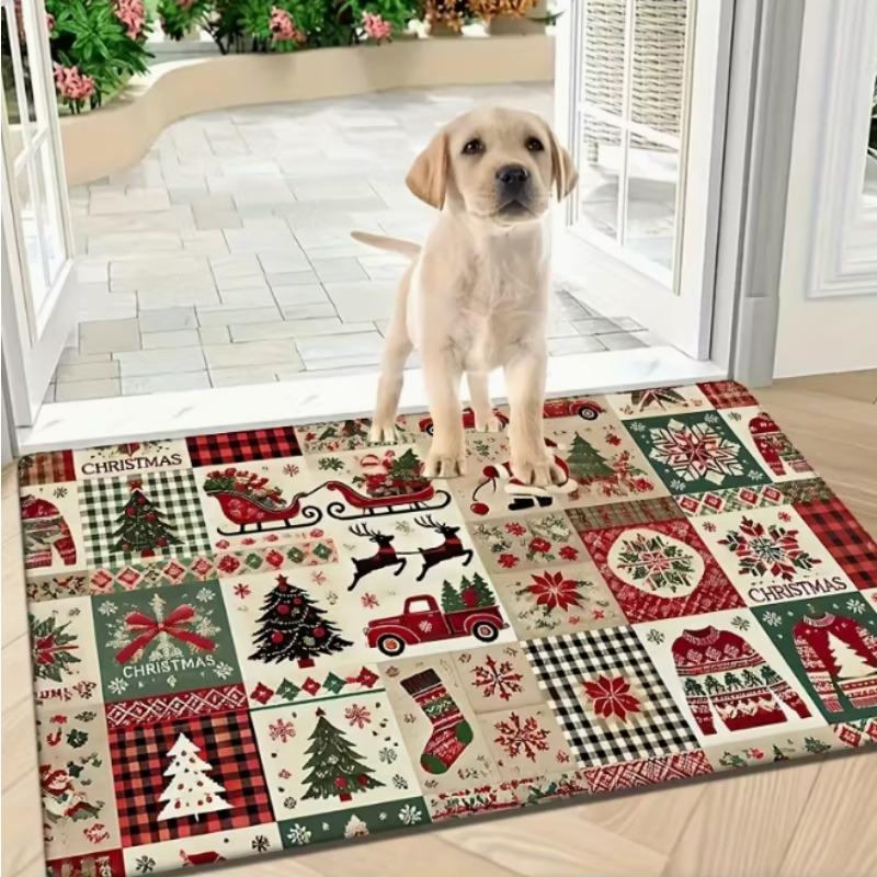 1 Stück Frohe Weihnachten Bereichsmatte Geeignet für Wohnzimmer Schlafzimmer Küche Weihnachtsgeschenk Raummatte Weihnachten Retro Heimdekoration