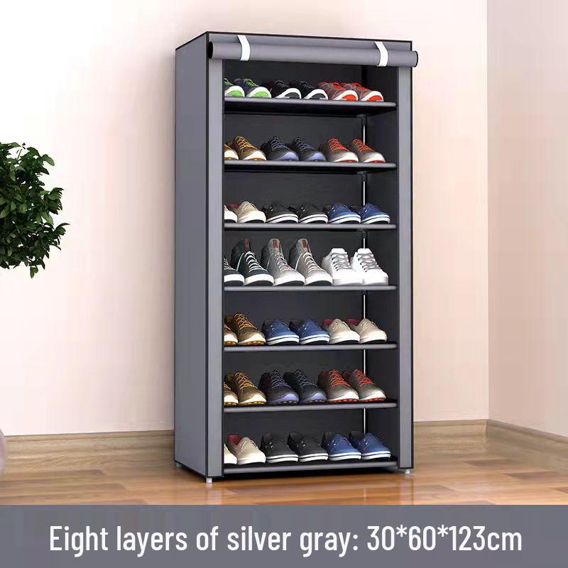 Multi-layer Dustproof Shoe Rack with Roller Blind for Dorms and Rental Rooms
