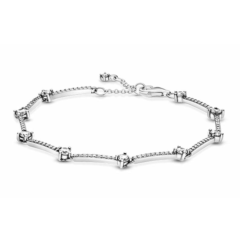 Pandora Sparkling Pavé pavé chain 925 silver bracelet men and women same style couple model silver 599217C02 серебряный