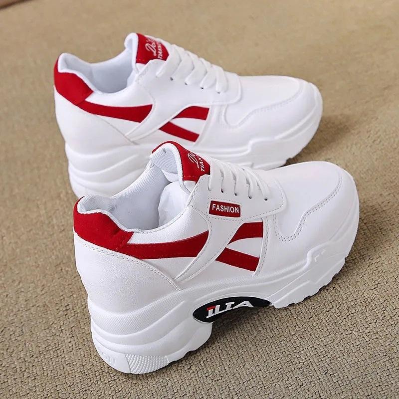 

Women s Hidden Wedge Sneakers Lace Up Casual Platform Sports Shoes 39 червоний