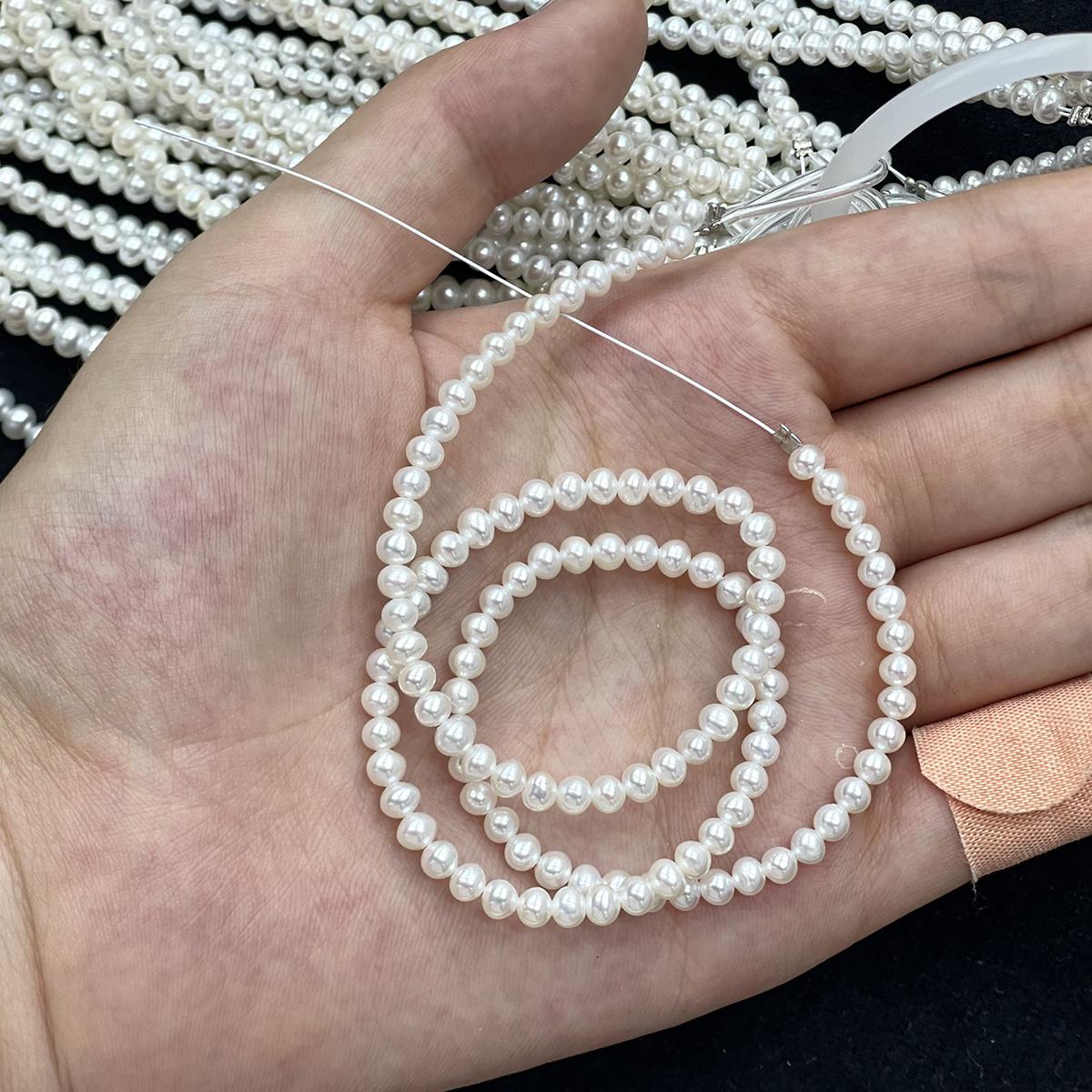 1 Strand Natural White Freshwater Potato Pearl Beads 3-4mm 36cm, Baroque Pearl Loose Beads For DIY Bracelet Necklace Jewelry 1Strand/3-4mm-36cm