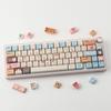 TYRIXKI PBT Keycaps 142 Keys Cute Keycaps Sublimation Sea Salt Cat Keycaps Mao Profile Custom Keycaps for Cherry Gateron MX Switches Mechanical