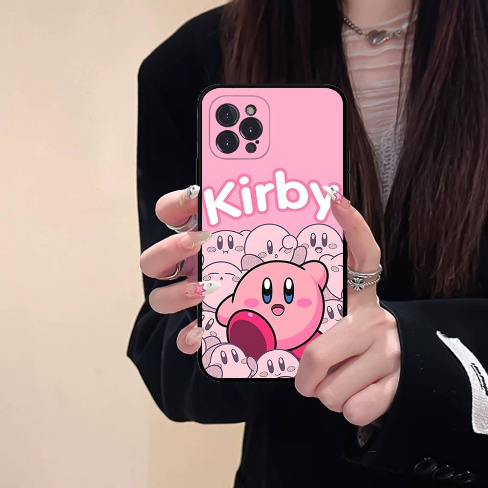 Anime K-Kirby Lovely Phone Case For Iphone 16 15 17 13 14 12 11 Pro Max Plus Black Shell Cover Case