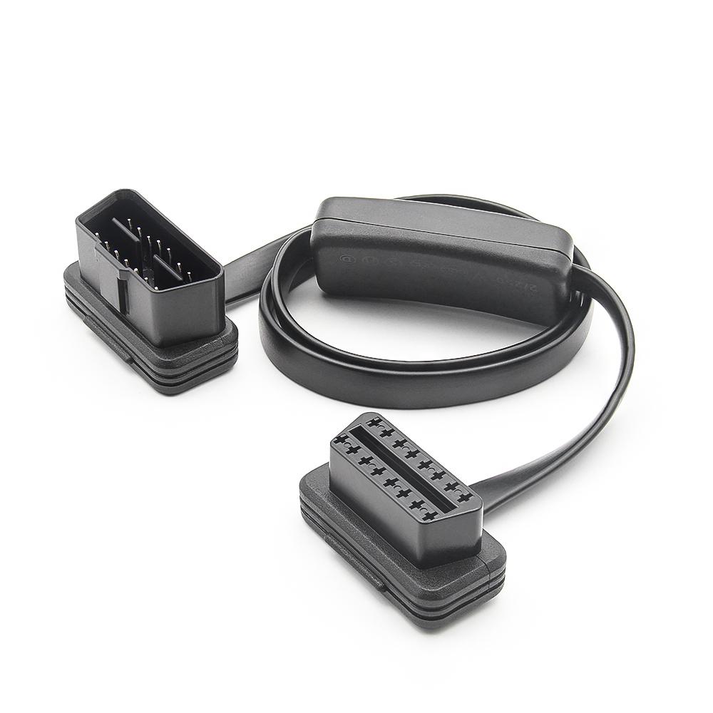 60CM 16Pin OBD2 Extension Cable Adapter Cable Flat+Thin As Noodle OBDII Male To Female Socket Connector with ON/OFF Switch