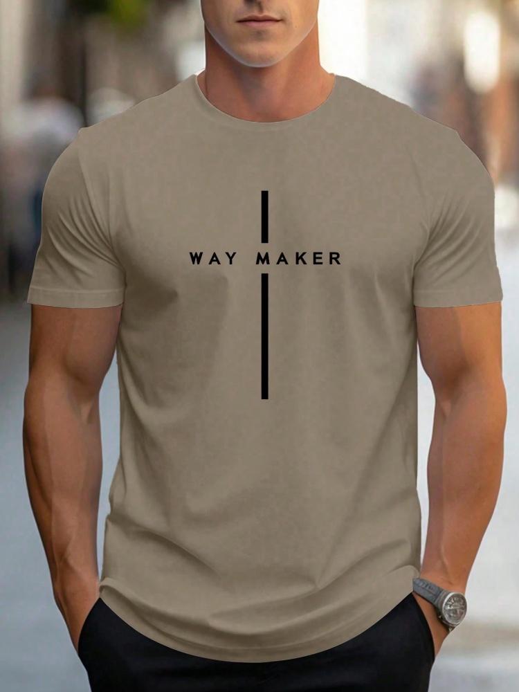 Sommer Herren Einfaches T-Shirt mit Buchstabenmuster Aufdruck Lässiges Sportliches Lockeres Rundhals Oberteil City Time Täglich Vielseitig Kurzärmelige Kleidung