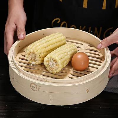 New Handmade Bamboo Steamer with Lid Large Capacity Steamer Basket Stackable Kitchen Cookware for Chinese Food Making