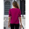 Summer new V-neck temperament bubble sleeves solid color casual women's T-shirt top