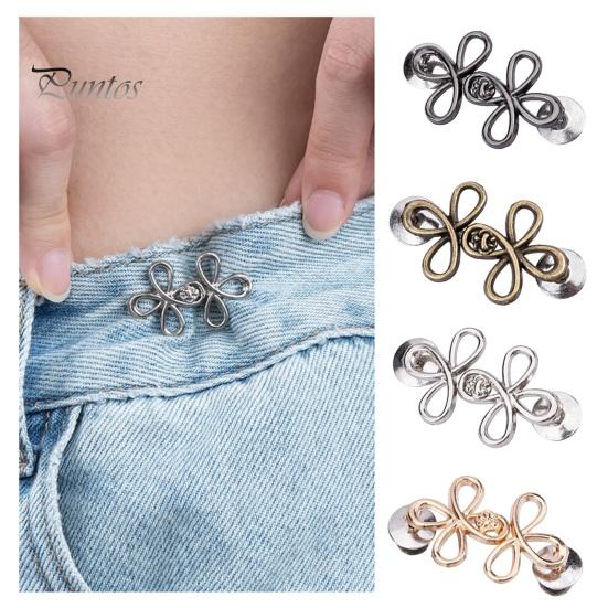Metal Waist Buckle Six-Leaf Pants Tightener Button, Detachable Loose Jeans Button Pin, No Sewing Required Clothing Accessories Adjuster