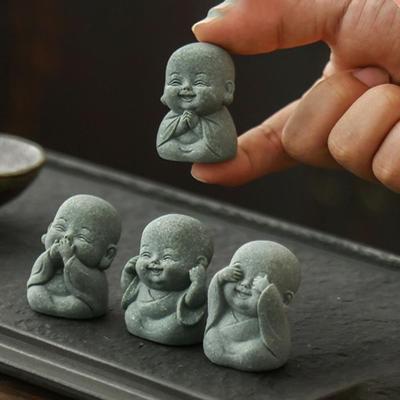 4PCS Gifts Cute Buddha Statue Zen New Chinese Style Monks Buddhism Figurines Desktop Ornaments Little Monk Ornaments