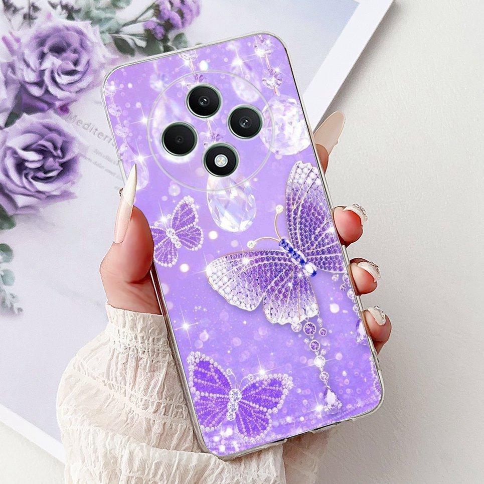 

For Cover Oppo Reno12 FS 5G Back Bumper Reno12 F 4G 5G Colorful Butterfly Flower Painting Phone Case Transparent Soft TPU Etui Oppo Reno12 FS