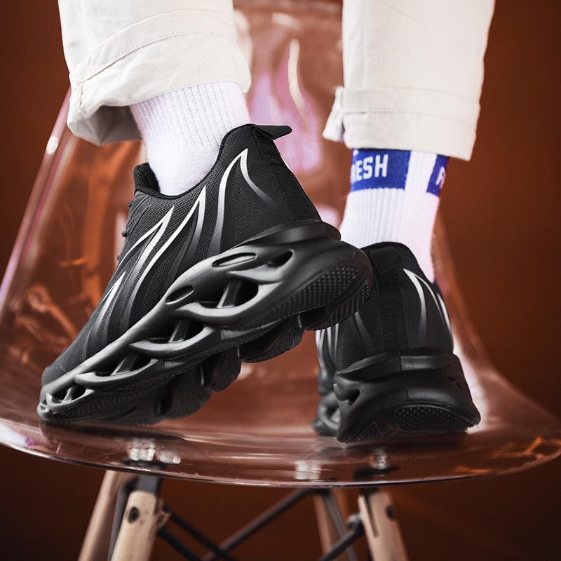 Men's Shoes Four Seasons Wish Large Size Flame Twist Bottom Mesh Sneakers Korean Version Dad Shoes Travel Running Shoes