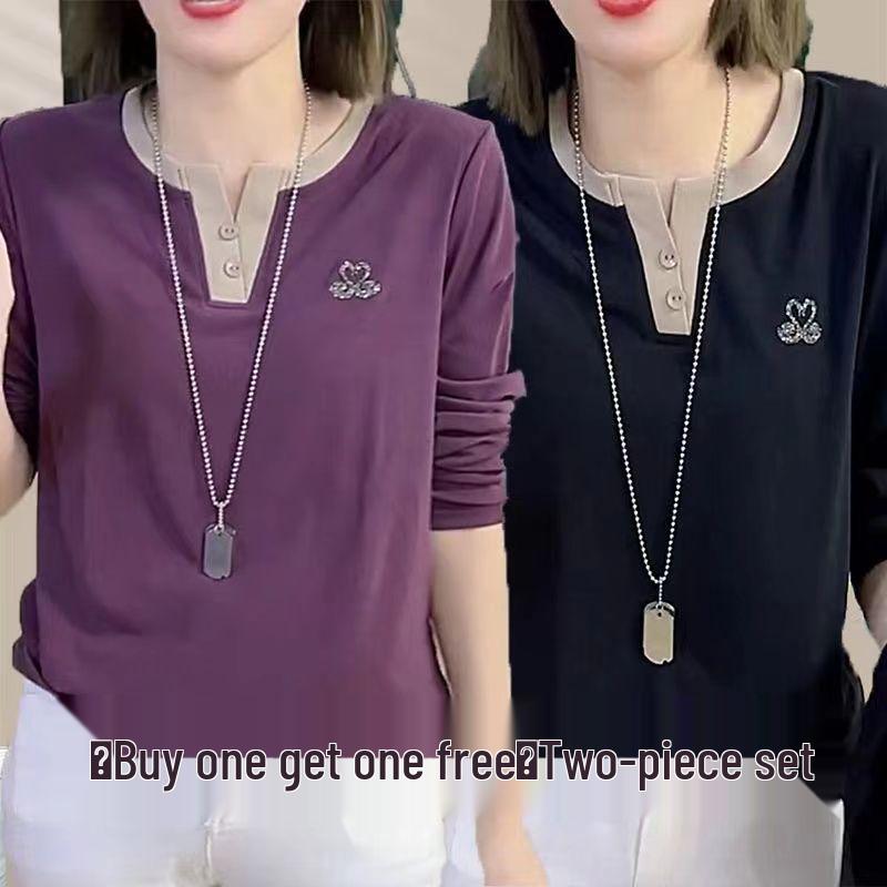 Black Swan V-neck Long-sleeve T-shirt: Slimming, Stylish, and Age-Reducing