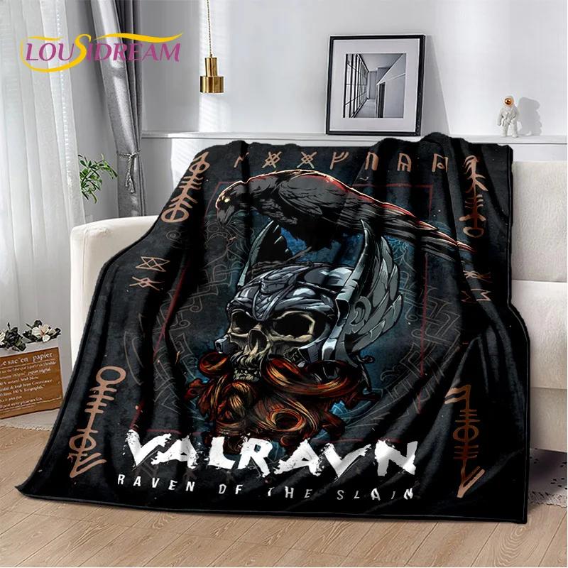 Retro Nordic Viking Mythology Odin Valhalla Blanket,Soft Throw Blanket for Home Bedroom Bed Sofa Travel Office Cover Blanket Kid