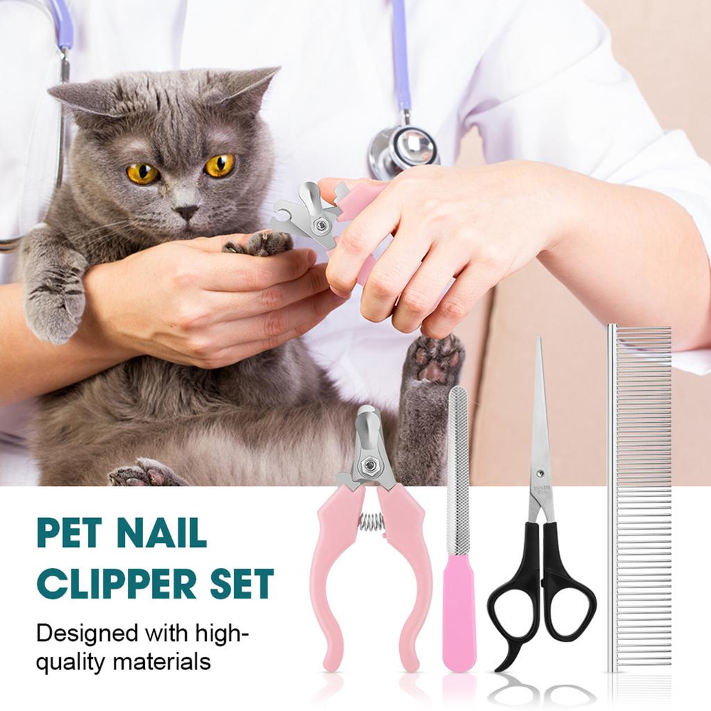 4PCS Pet Grooming Kit Professional Dog Cat Hair Clipper Scissors Comb Nail Trimmer Set for Pet Cleaning