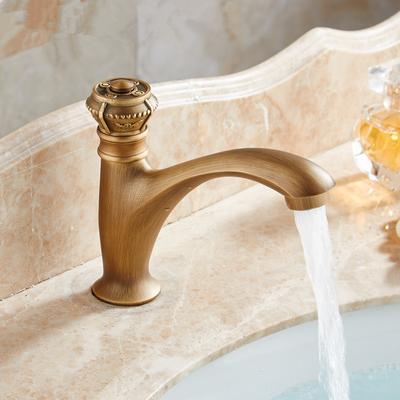 Solid Brass Bathroom Faucet Single Lever 1-Hole Basin Sink Faucet Bronze Single Cold Water Mixer Tap Brushed Finish Classic Tap