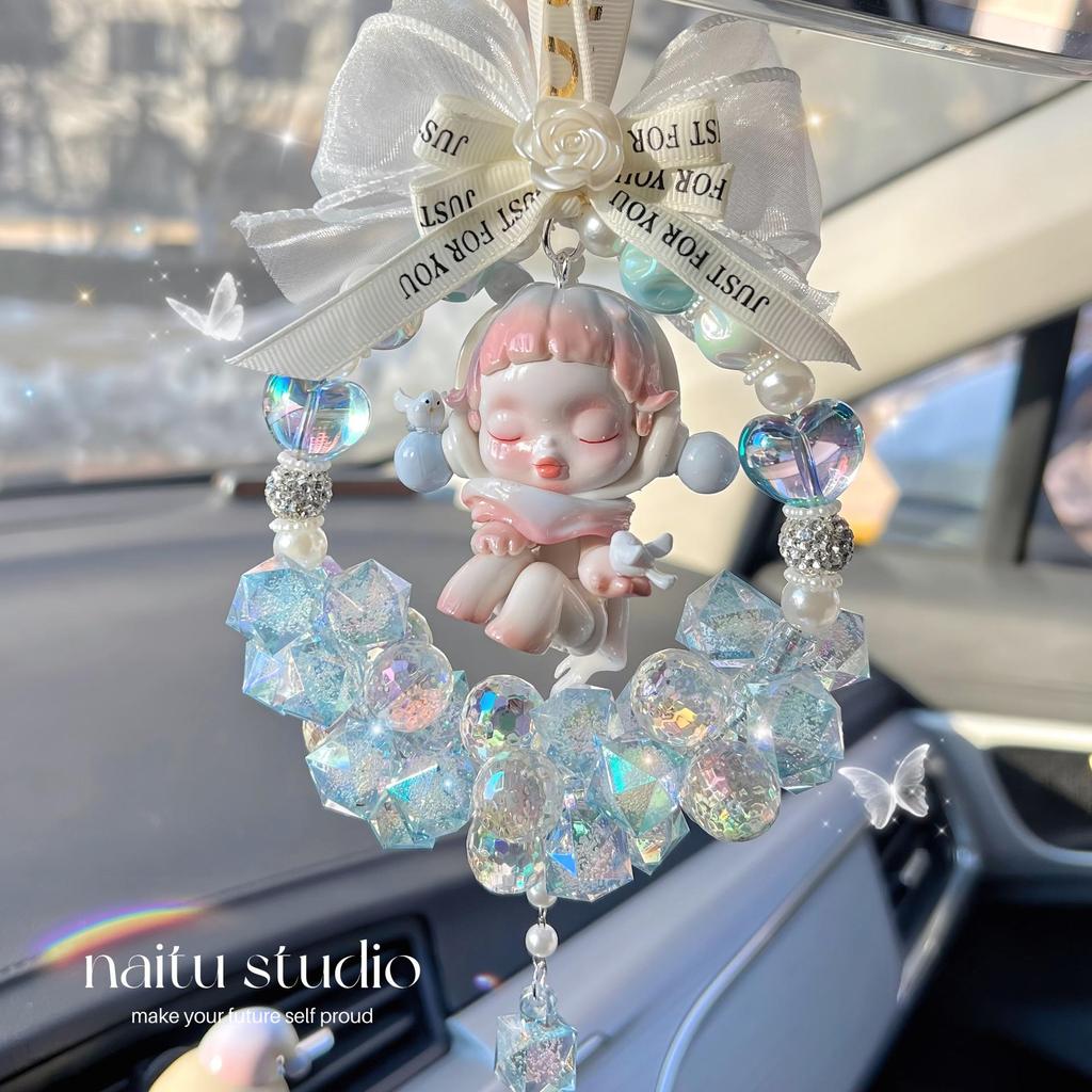 Bubble Temp Bow Decoration: Handmade High-End Car Mirror Ornament Gift