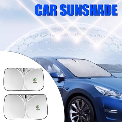 AFB1 Car Front Windshield Sunshade Cover UV Protection Sun Visor for Octavia Rapid Fabia Superb Kodiaq Scala Karop Kamiq Hubcap